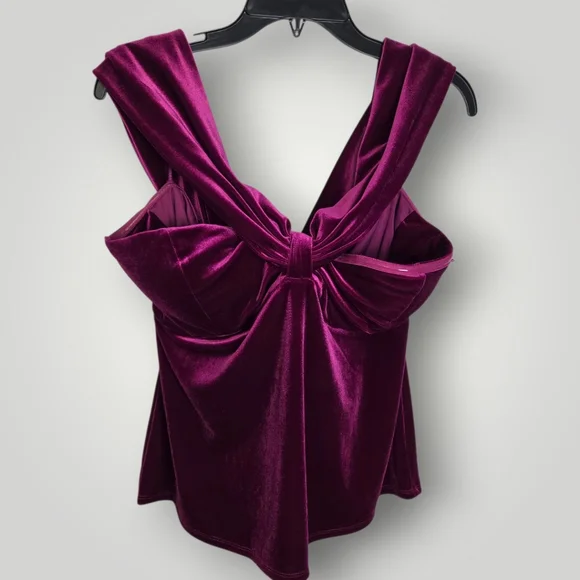 Parker Off the Shoulder Velvet Top Magenta Size Medium - Picture 2 of 7